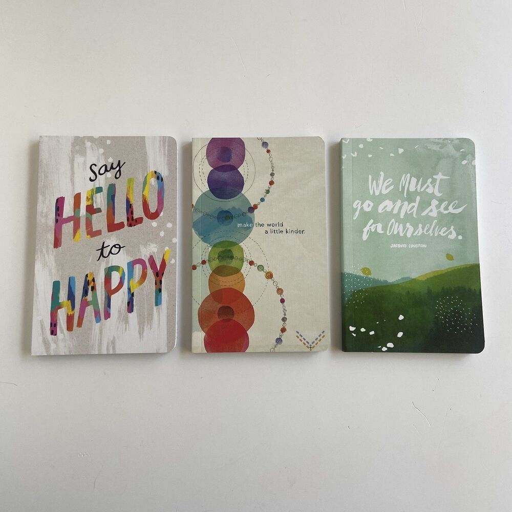 3PCS Compendium Softcover Journal Notebooks Illustrated Quotes Lined Pages NEW